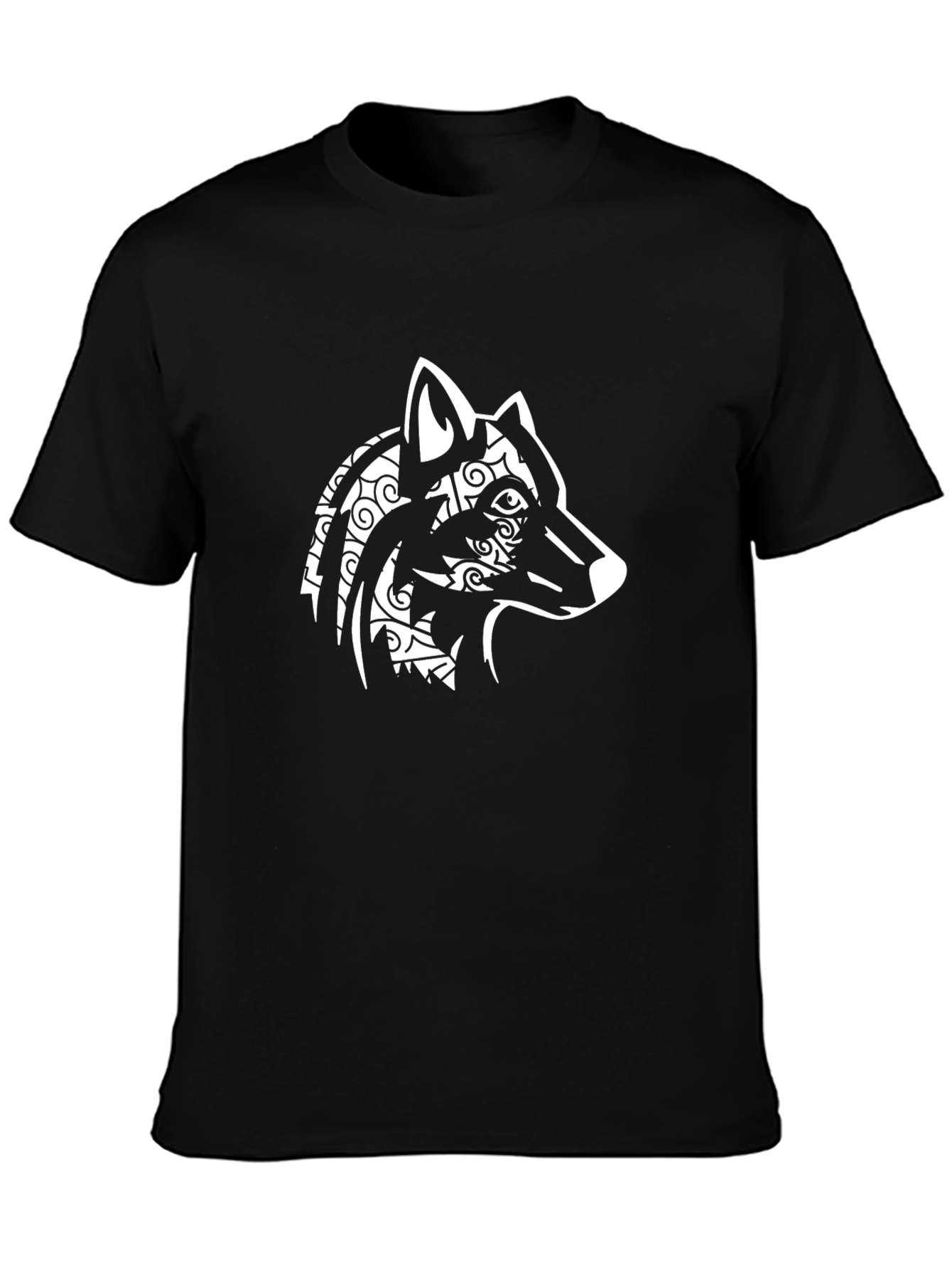 Wolf Graphic Tee - Black Cotton T-Shirt