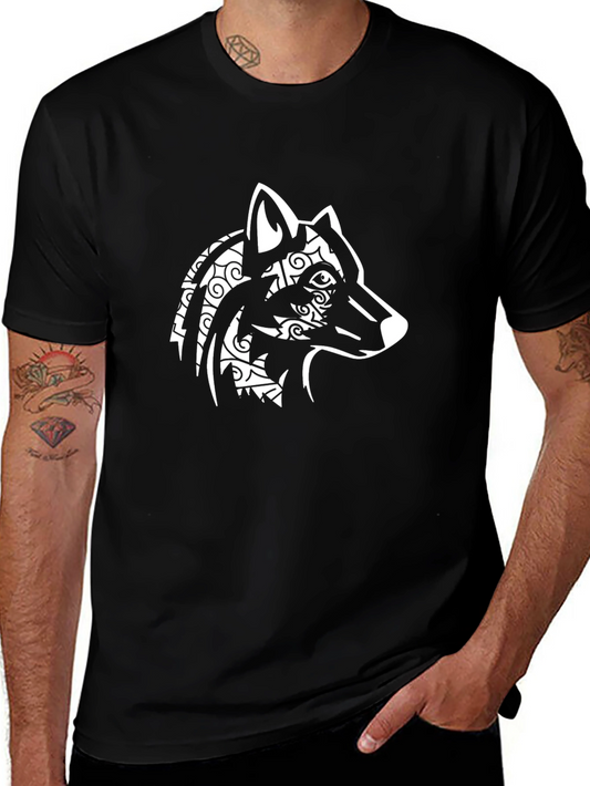 Wolf Graphic Tee - Black Cotton T-Shirt