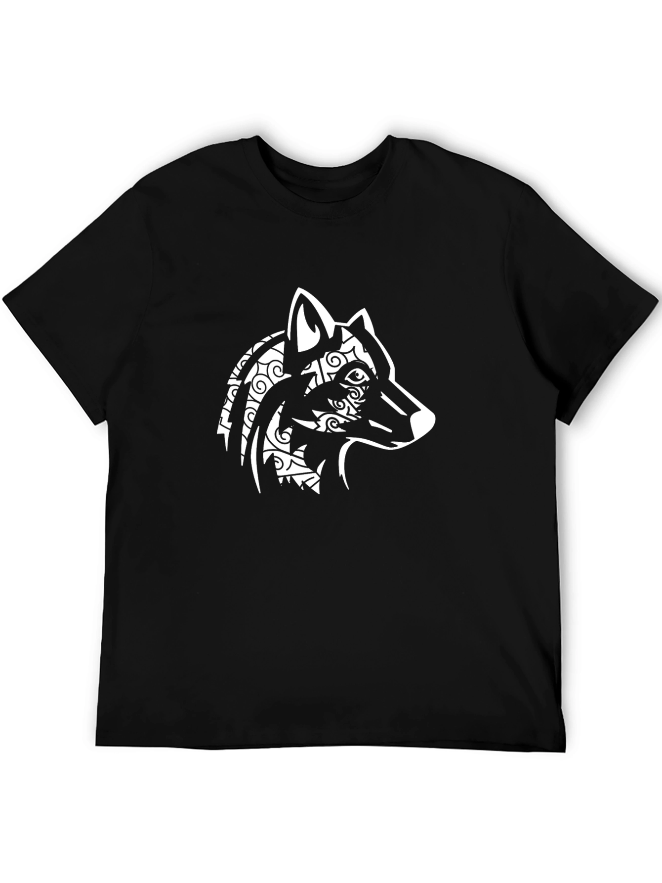 Wolf Graphic Tee - Black Cotton T-Shirt