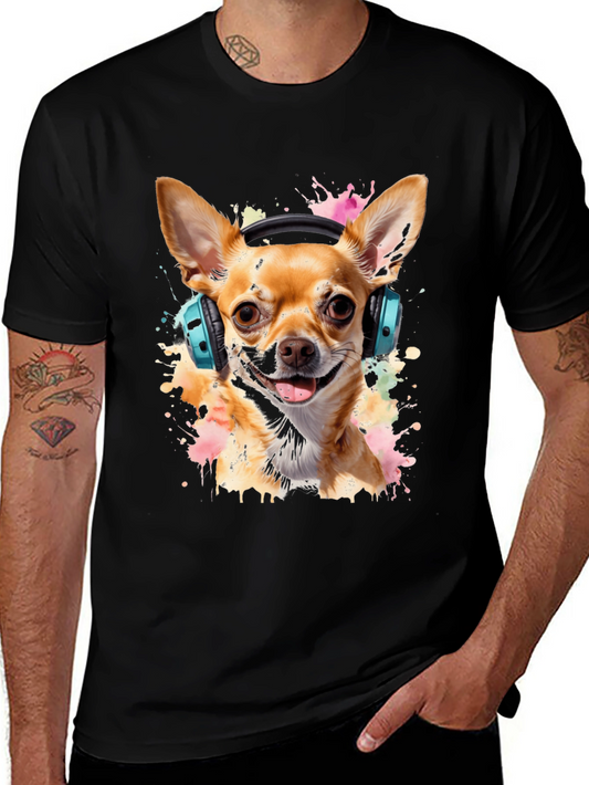 Dog DJ Tee - Chihuahua with Headphones T-Shirt