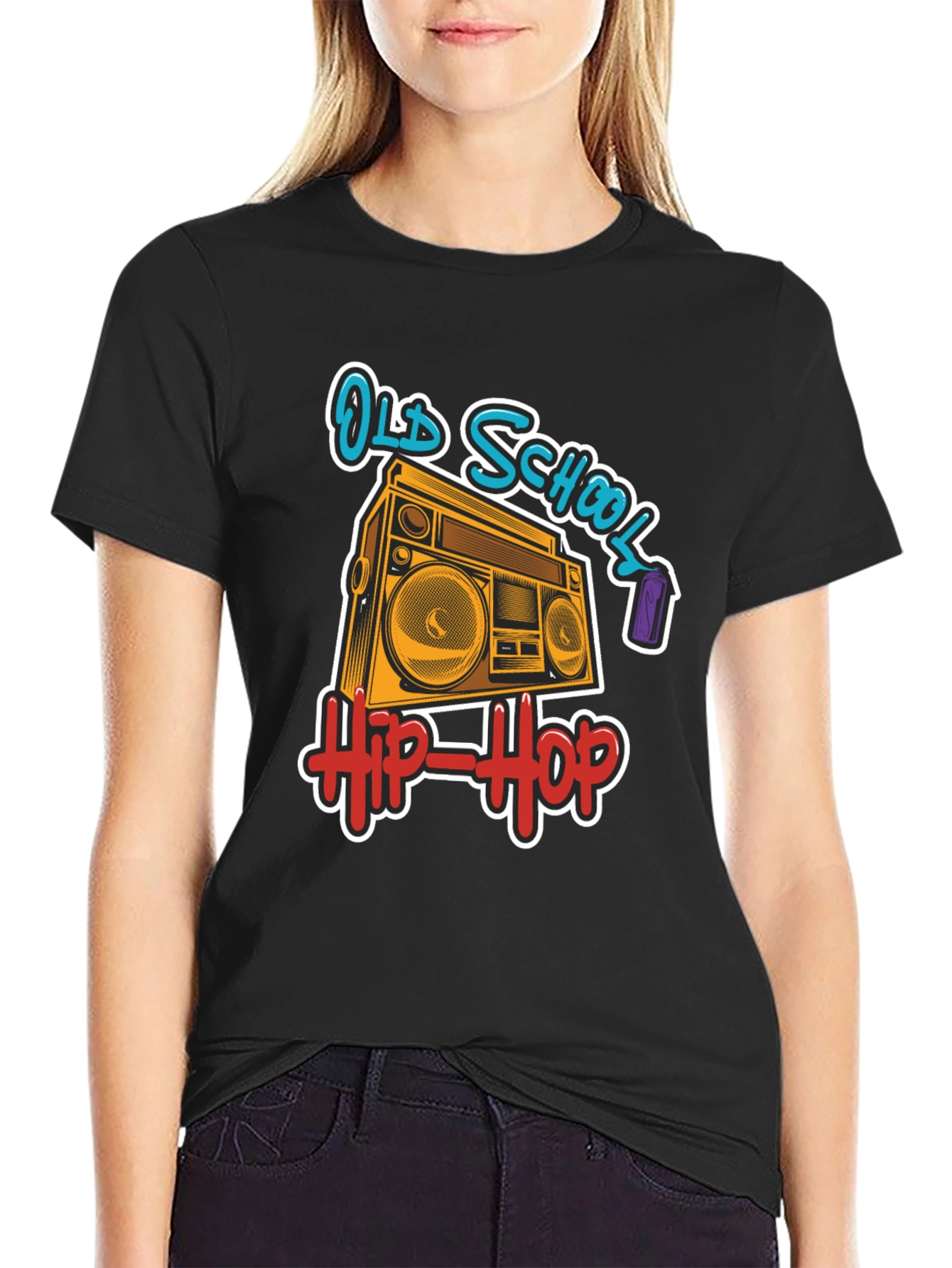 Old School Hip-Hop Boombox Black T-Shirt
