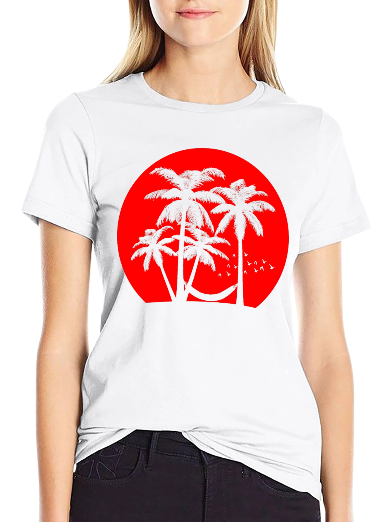 Sunset Palm Tee - Tropical Vibes Black T-Shirt