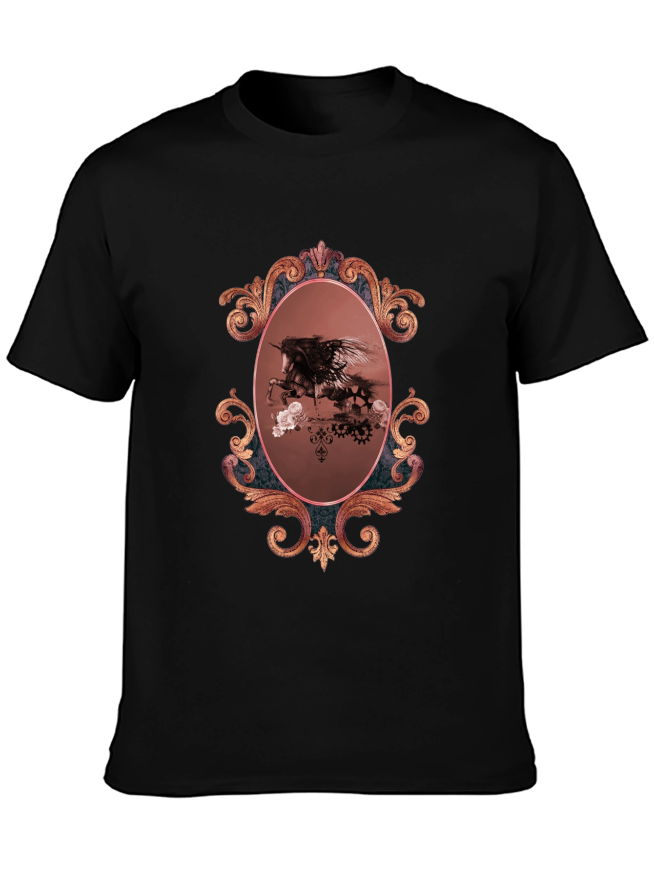 Unicorn Framed Graphic Black T-Shirt