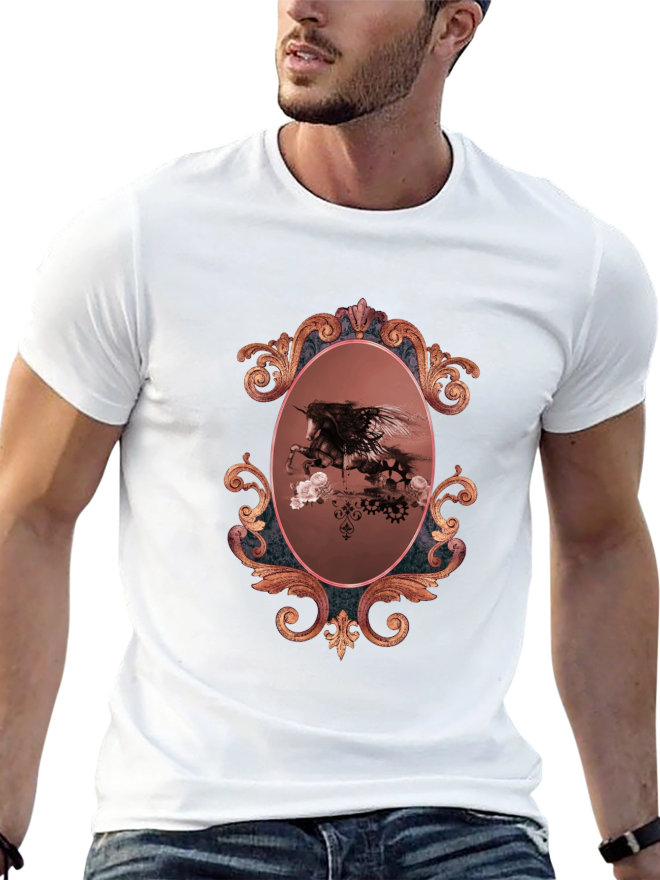 Unicorn Framed Graphic Black T-Shirt