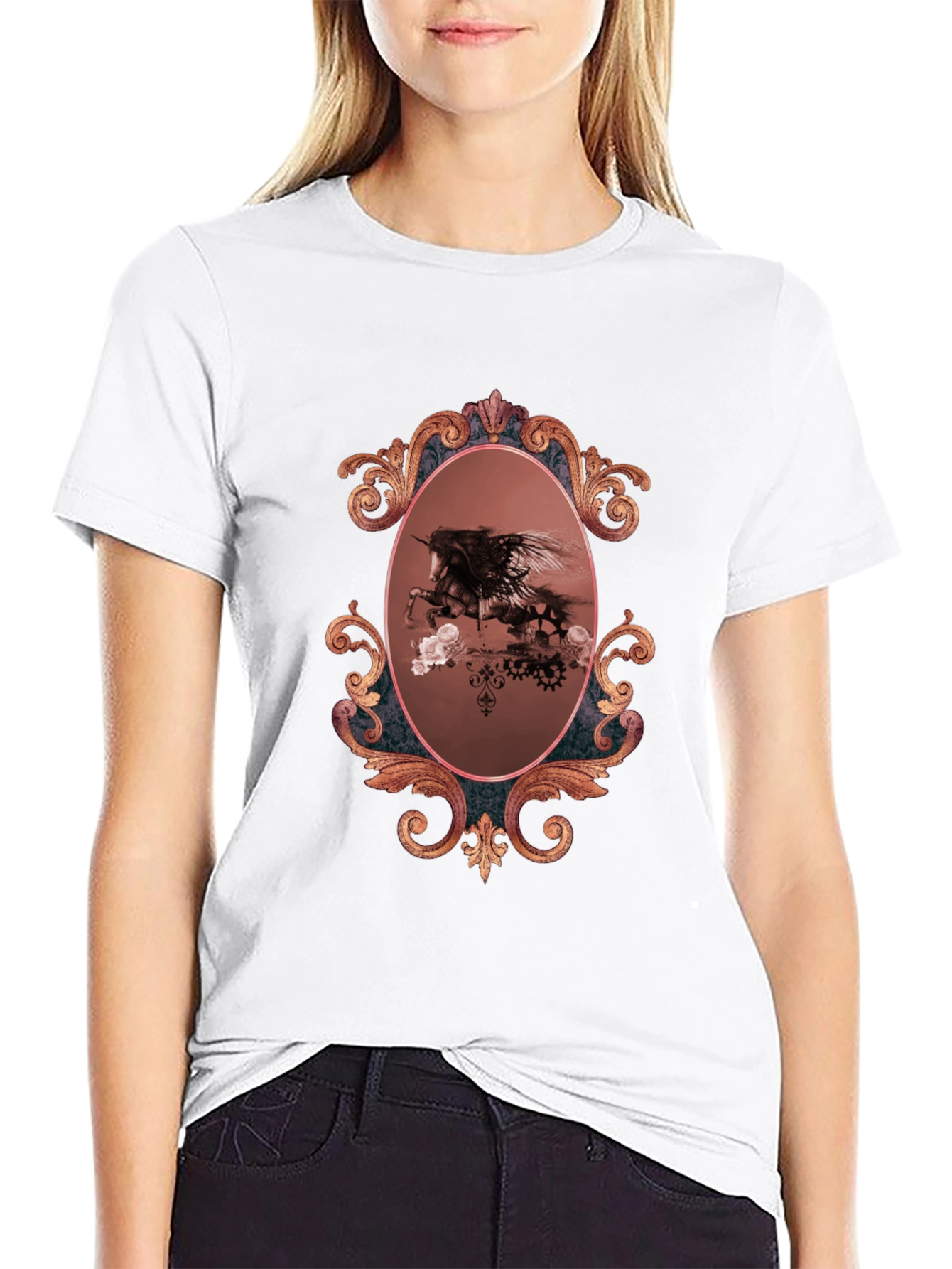 Unicorn Framed Graphic Black T-Shirt
