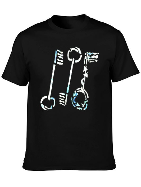 Abstract Keys Graphic Print Black T-Shirt