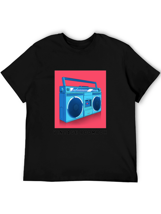 Retro Boombox Graphic Tee - Vintage Music Lover T-Shirt