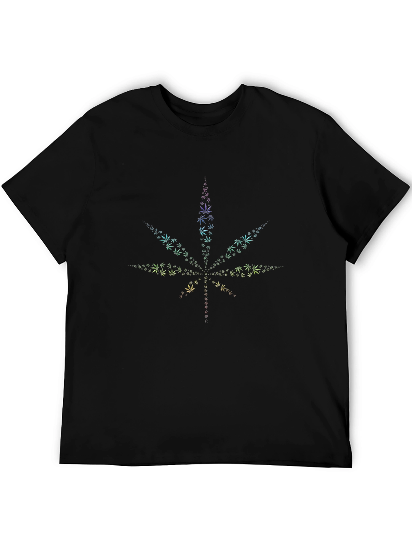 Cannabis Leaf Graphic Print Black T-Shirt