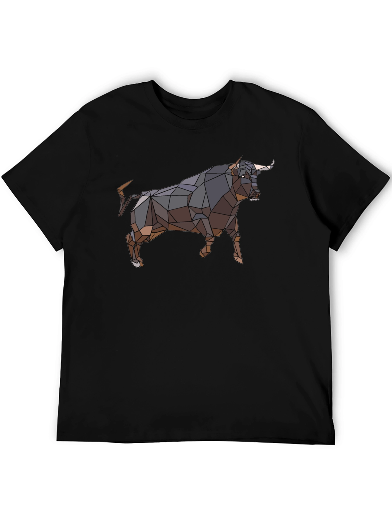 Geometric Bull Graphic T-Shirt - Black