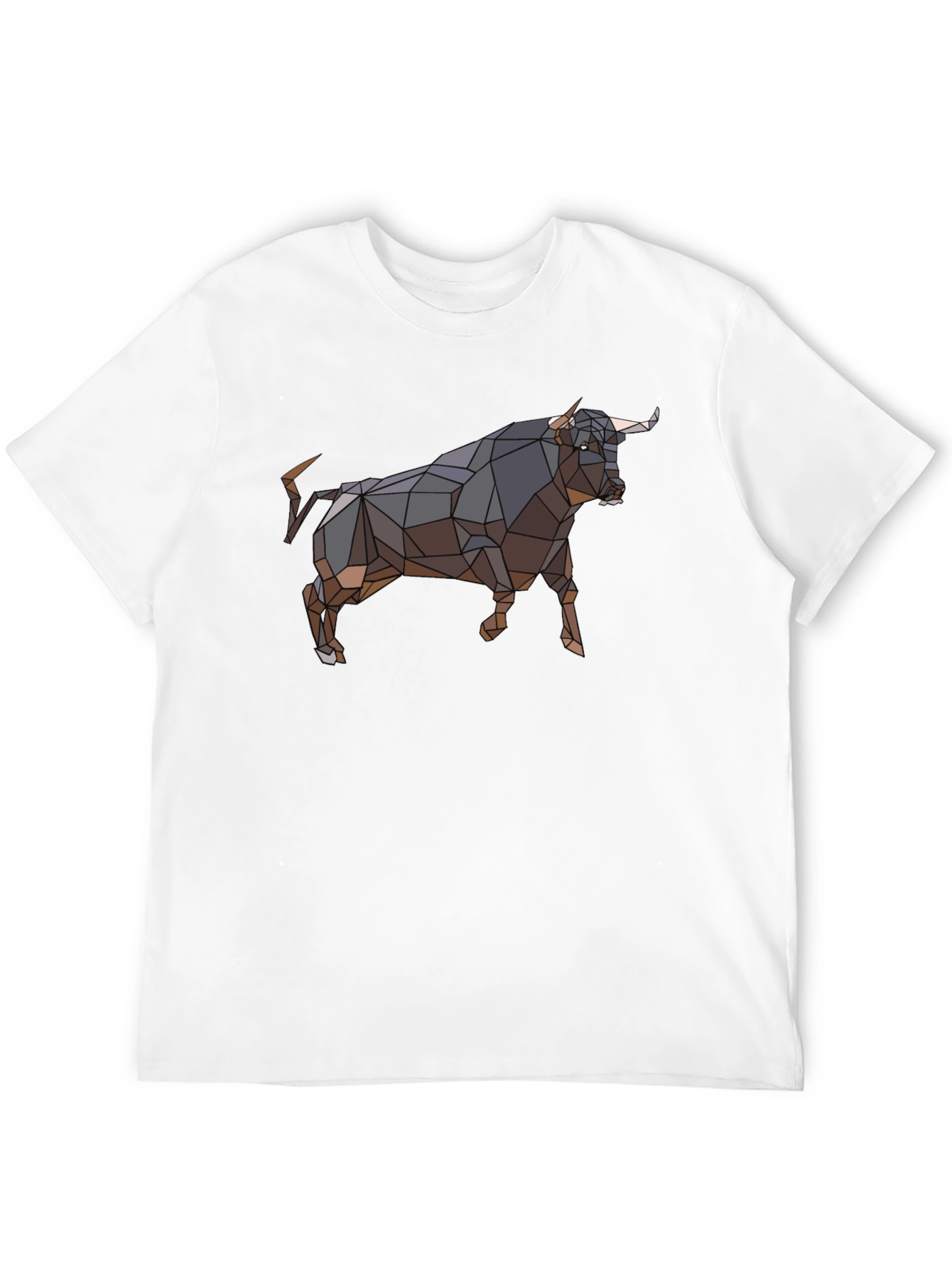 Geometric Bull Graphic T-Shirt - Black