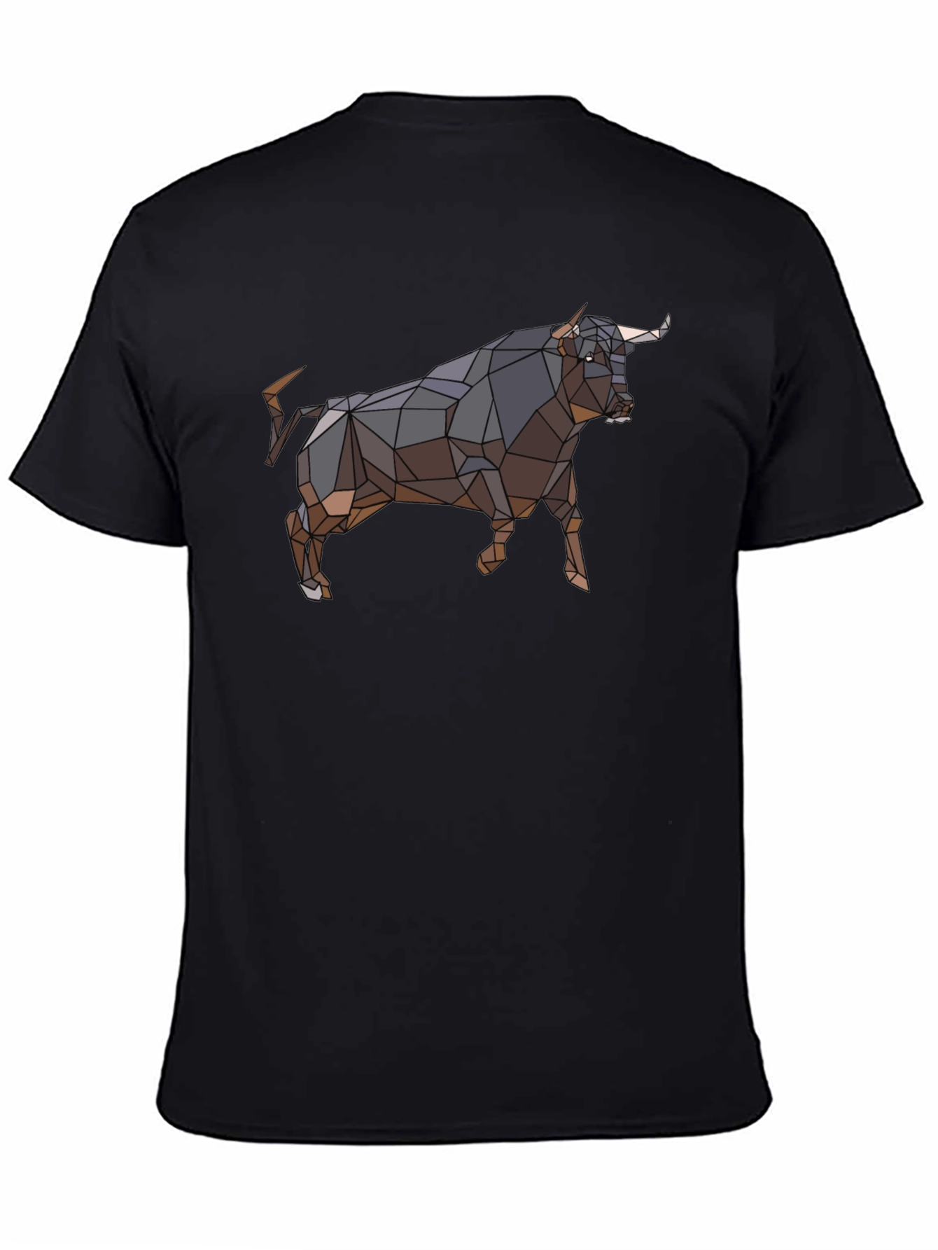Geometric Bull Graphic T-Shirt - Black