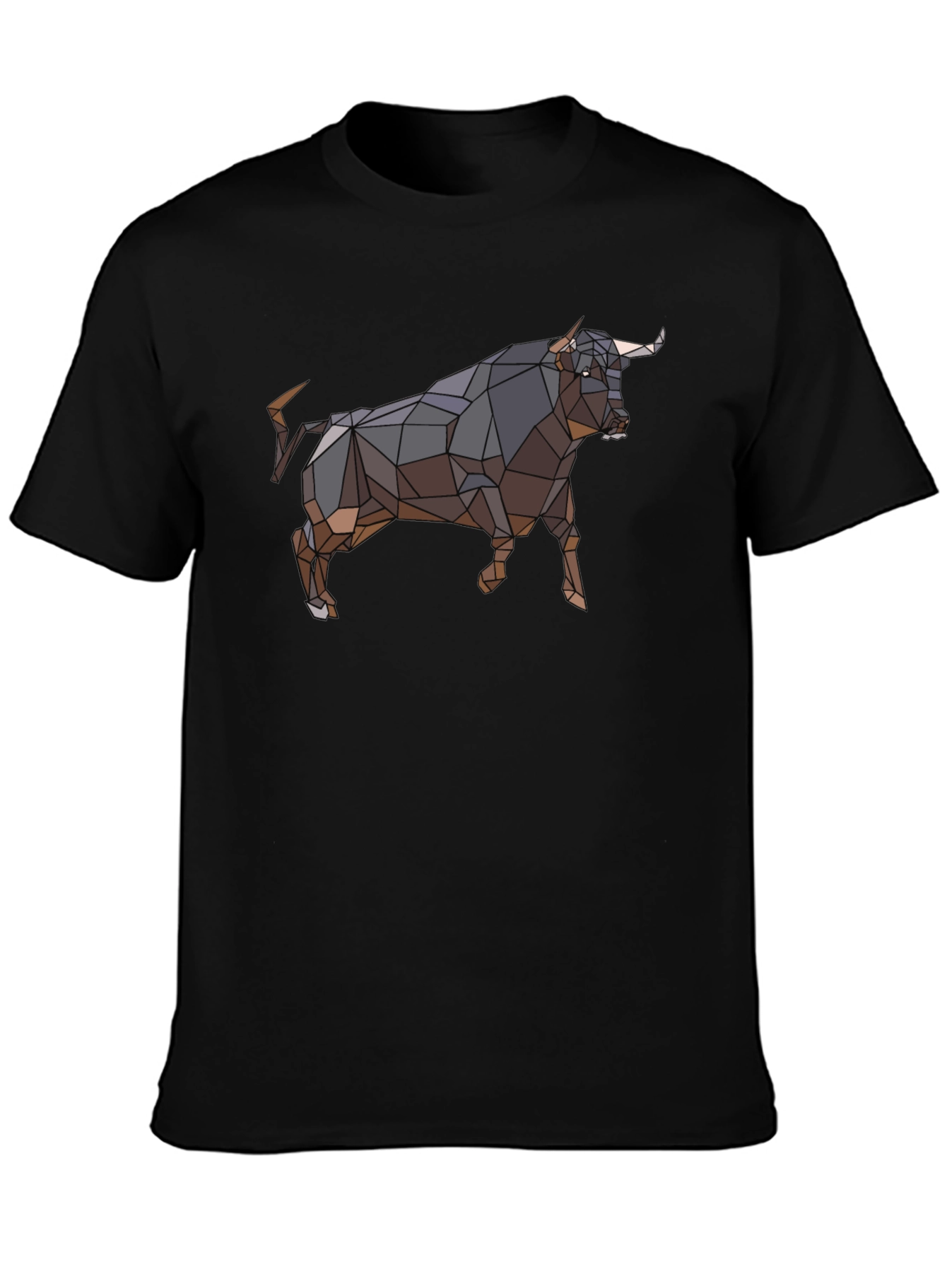 Geometric Bull Graphic T-Shirt - Black