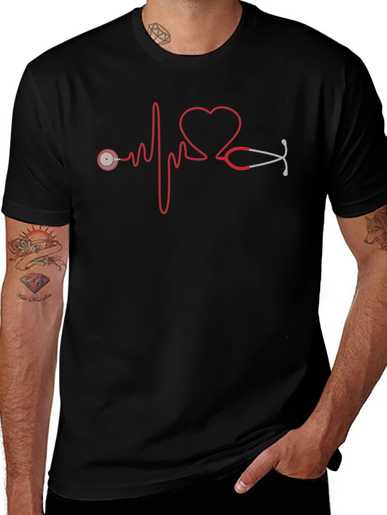 Heartbeat Stethoscope Graphic T-Shirt