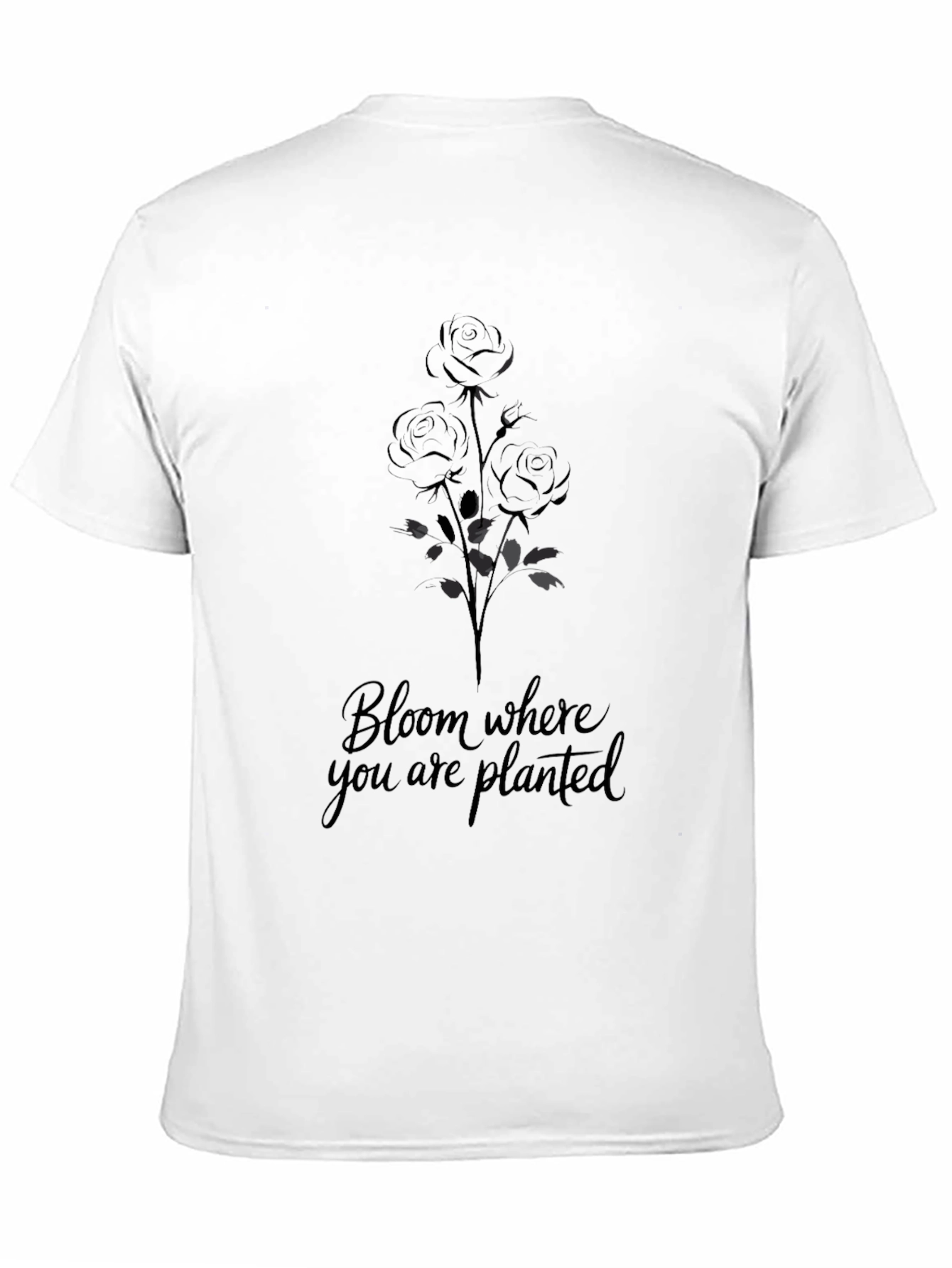 Bloom Where You Are Planted Black T-Shirt