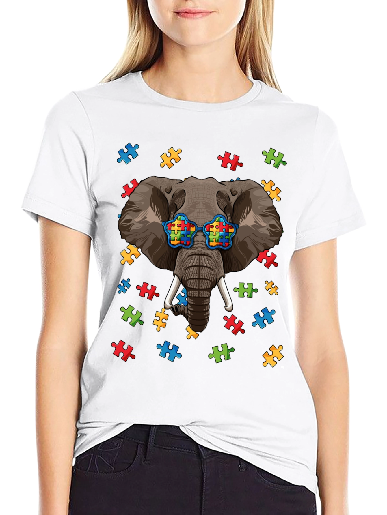 Elephant Autism Puzzle Piece T-Shirt