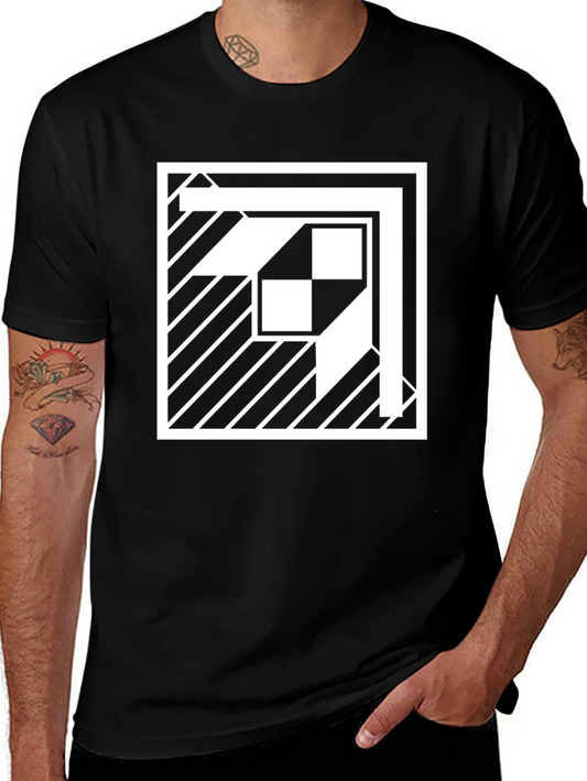Modern Geometric Pattern Black T-Shirt