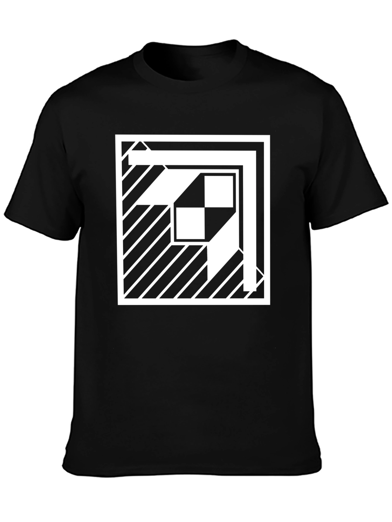 Modern Geometric Pattern Black T-Shirt