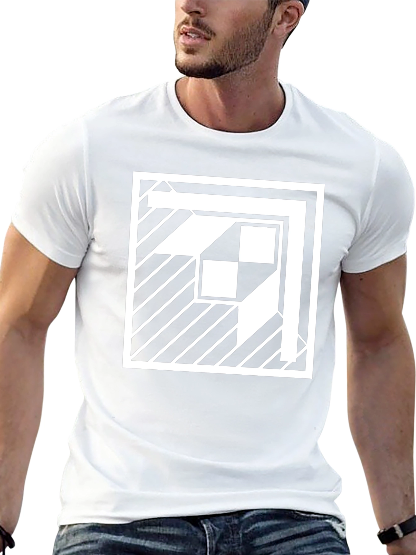 Modern Geometric Pattern Black T-Shirt