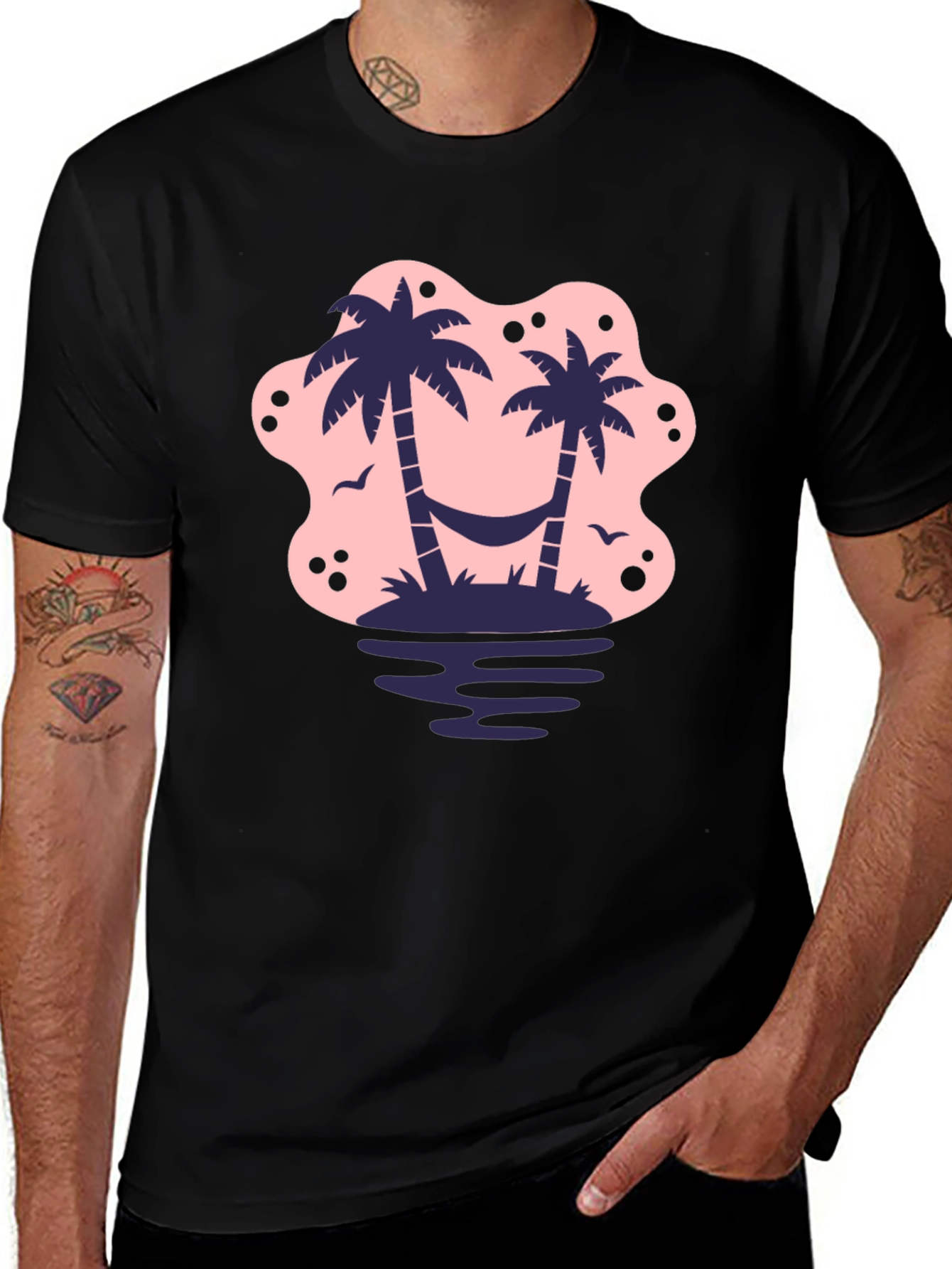 Tropical Island Palm Tree Graphic T-Shirt