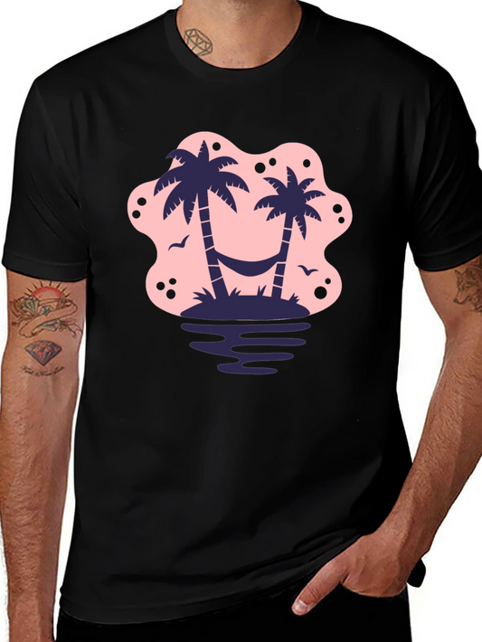 Tropical Island Palm Tree Graphic T-Shirt