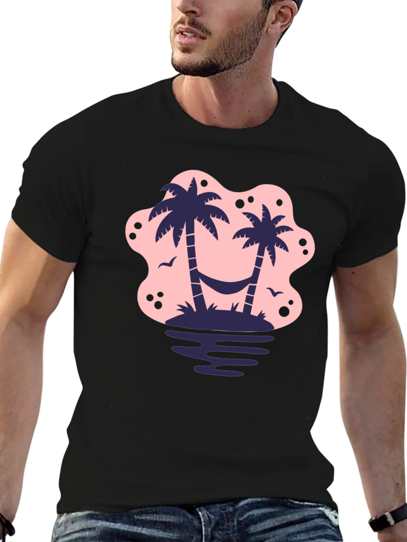 Tropical Island Palm Tree Graphic T-Shirt