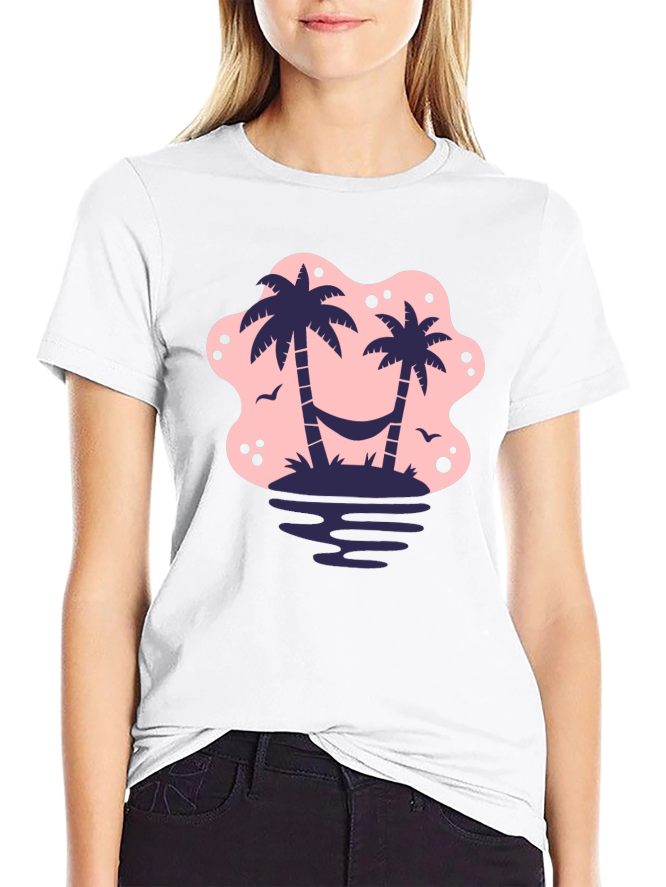 Tropical Island Palm Tree Graphic T-Shirt