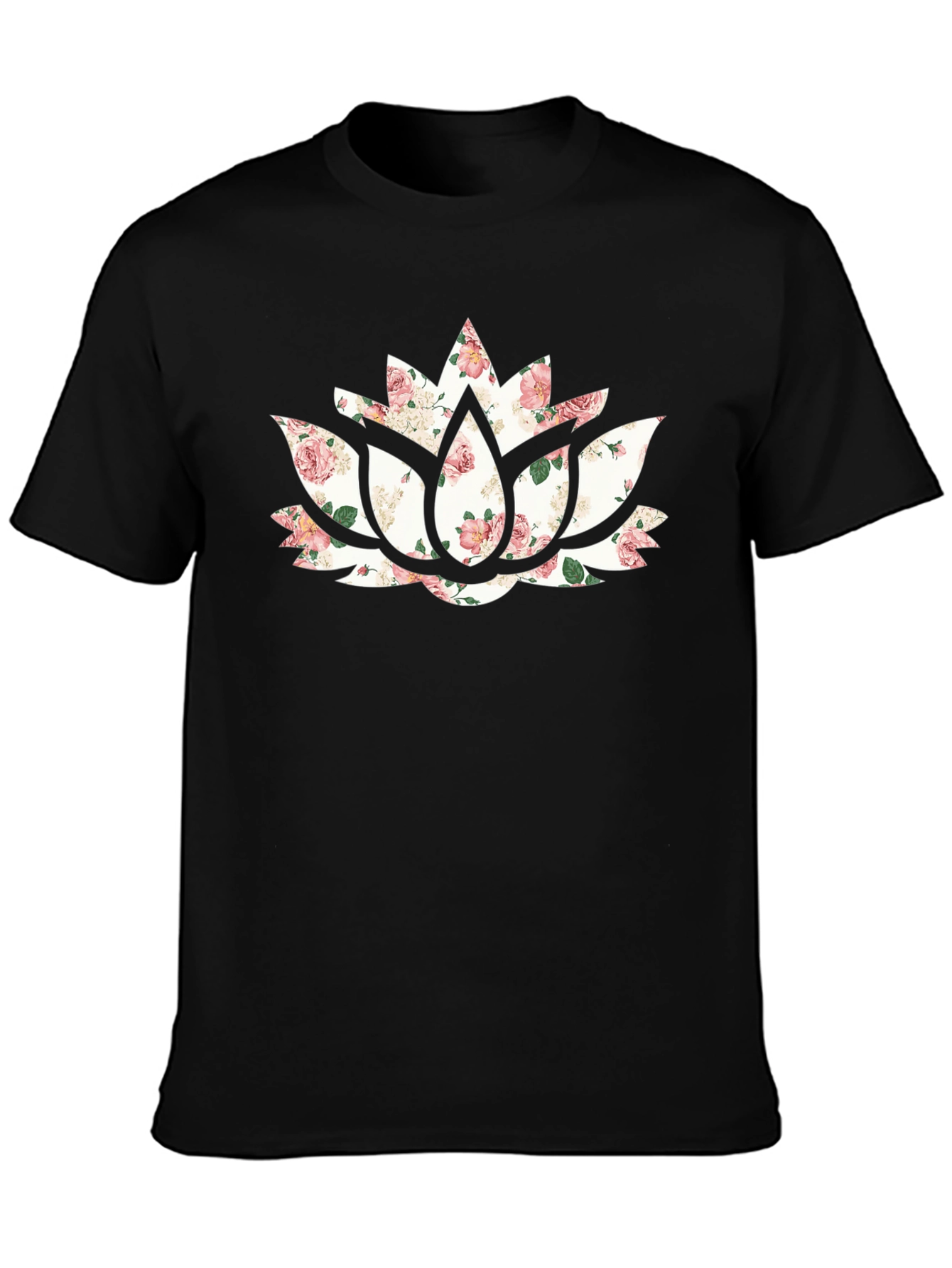 Floral Lotus Graphic Tee - Black