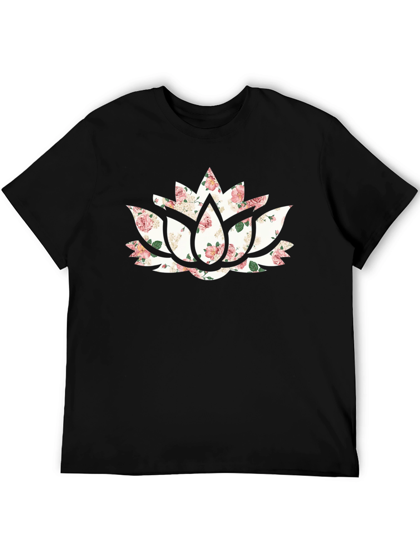 Floral Lotus Graphic Tee - Black