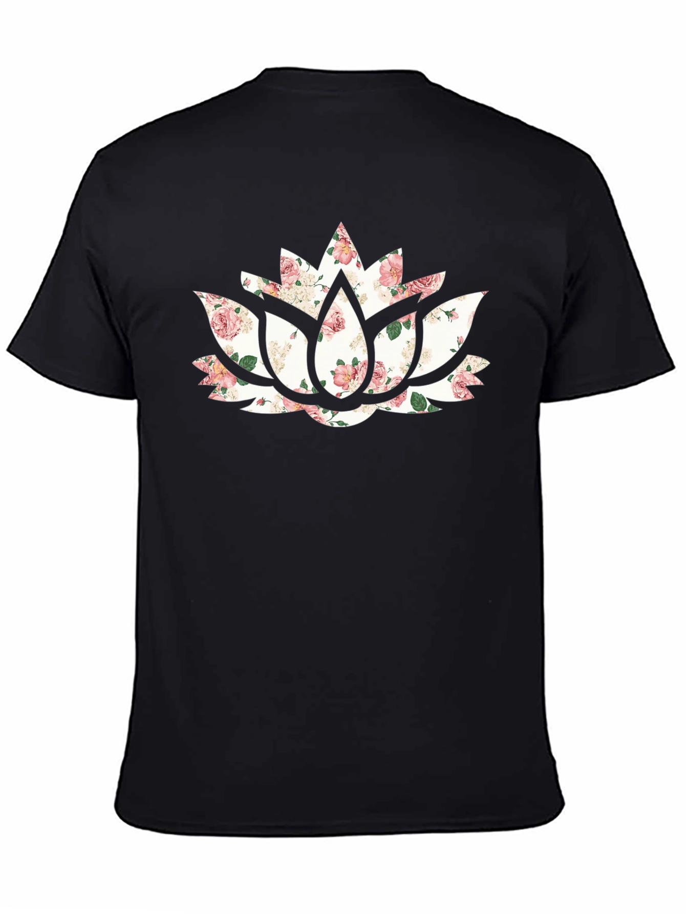 Floral Lotus Graphic Tee - Black