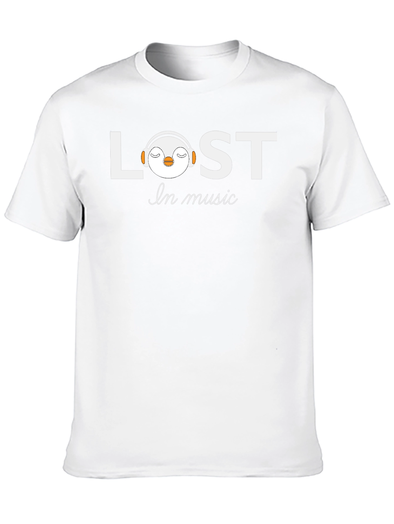 Lost in Music Graphic Tee - Penguin Headphone Design