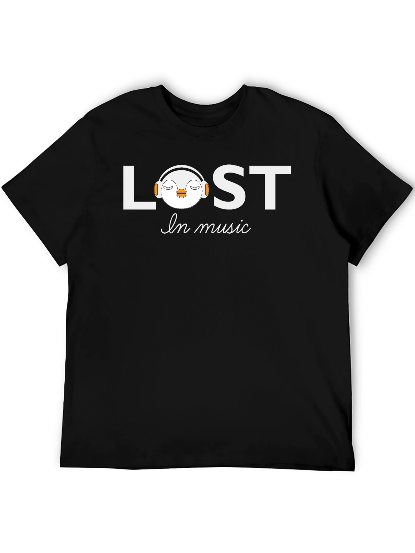 Lost in Music Graphic Tee - Penguin Headphone Design