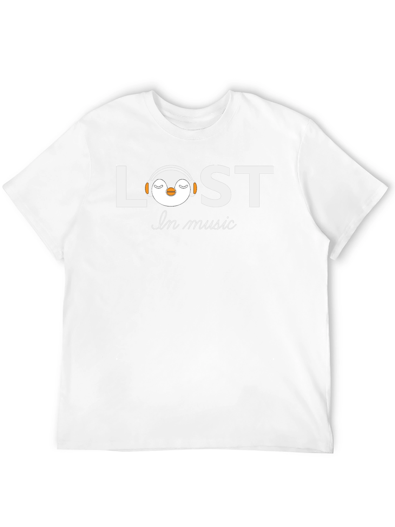 Lost in Music Graphic Tee - Penguin Headphone Design