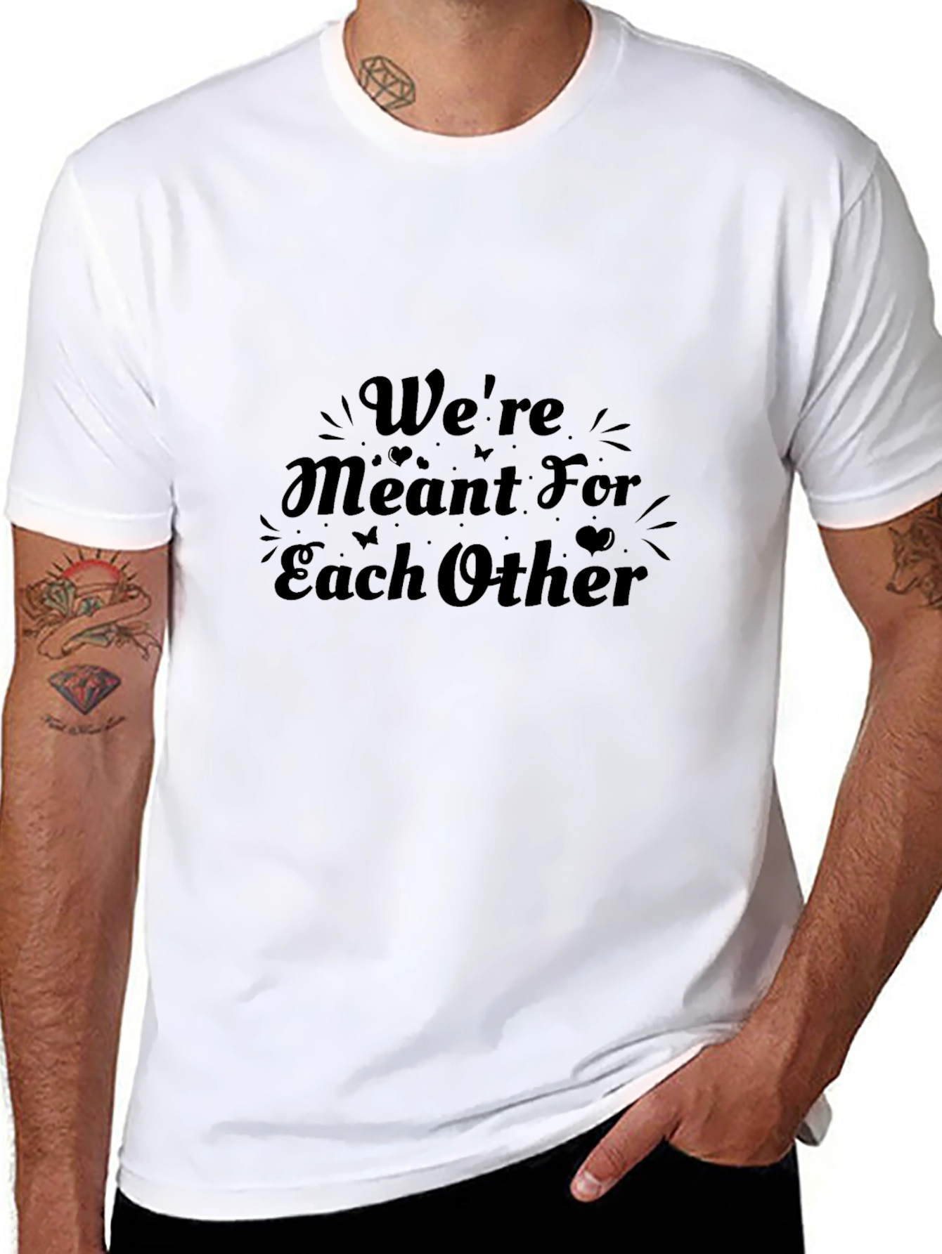 Romantic Meant For Each Other Black T-Shirt
