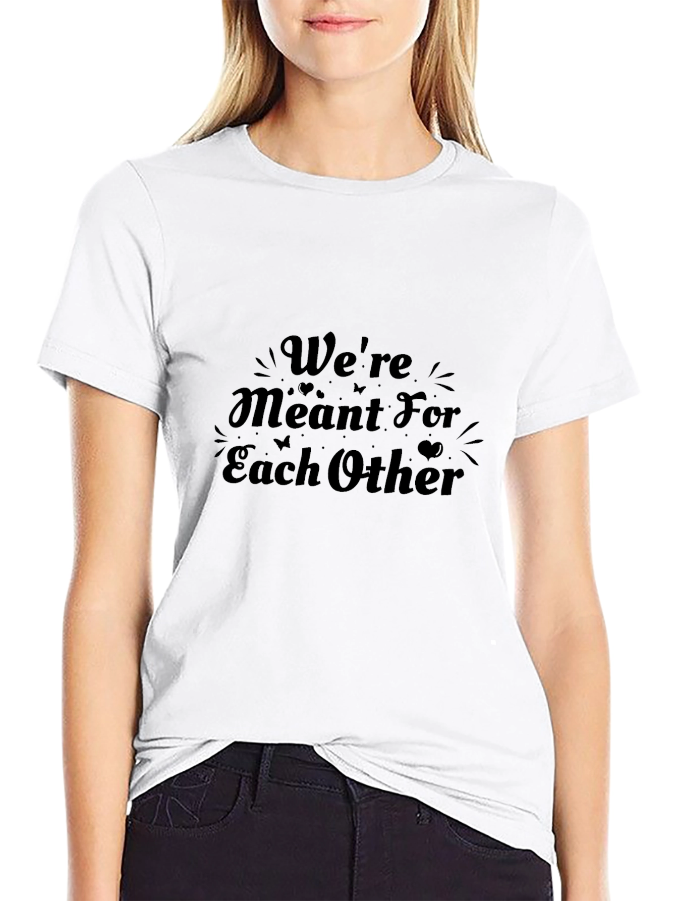 Romantic Meant For Each Other Black T-Shirt