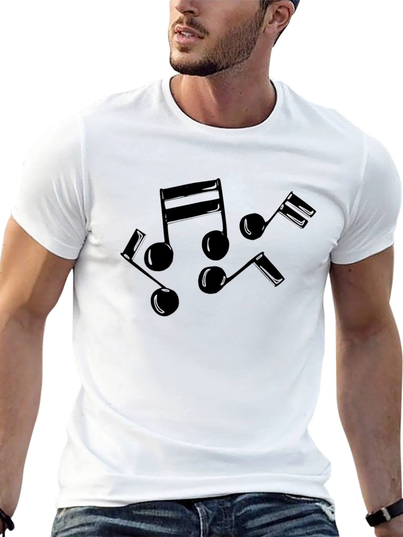 Musical Notes Black T-Shirt - Soft Cotton Tee