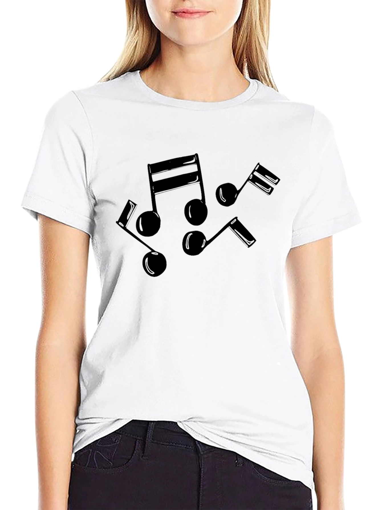 Musical Notes Black T-Shirt - Soft Cotton Tee