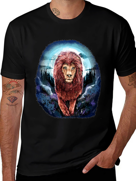 Lion Graphic Tee - Bold Animal Print T-Shirt