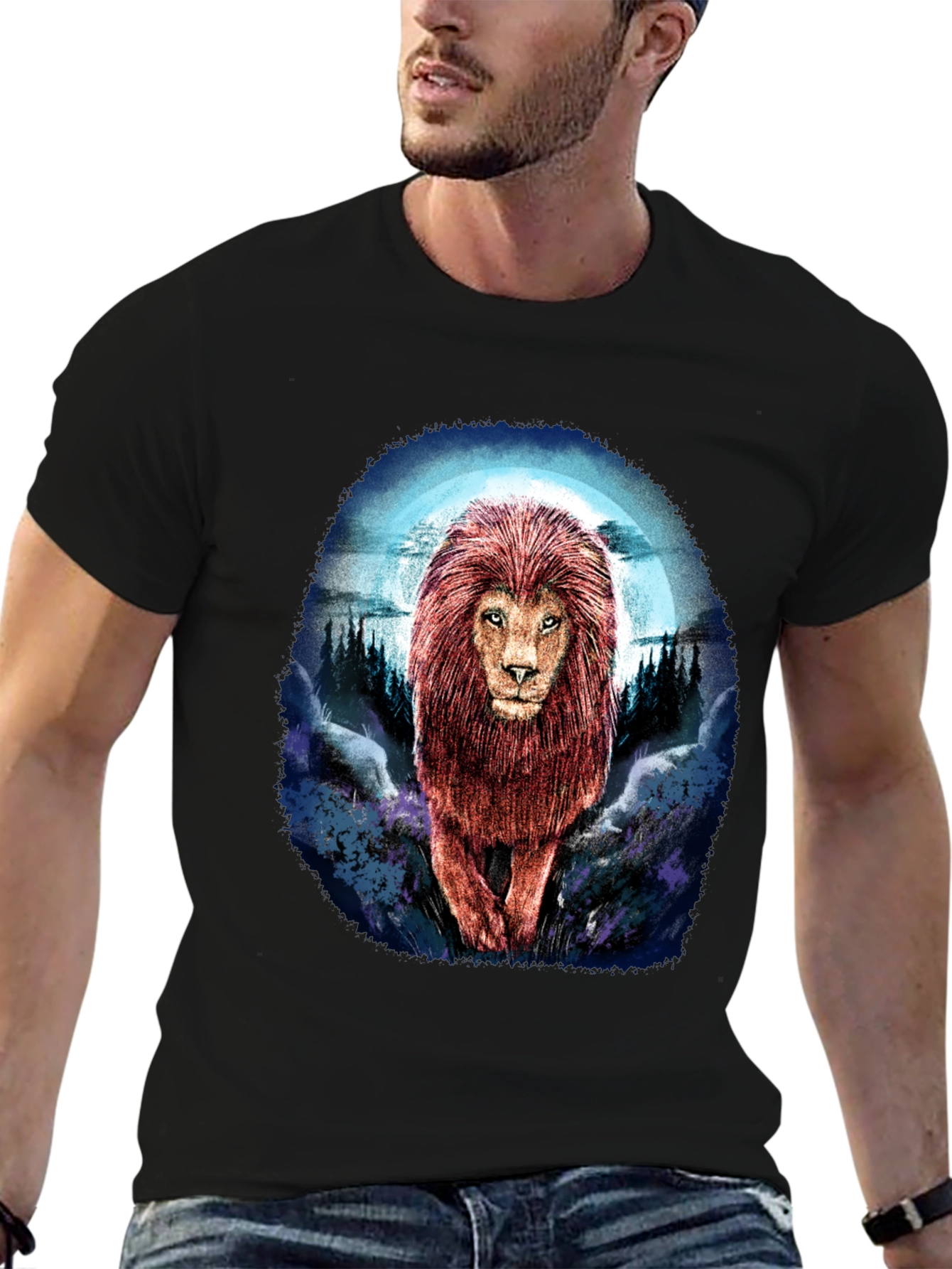 Lion Graphic Tee - Bold Animal Print T-Shirt