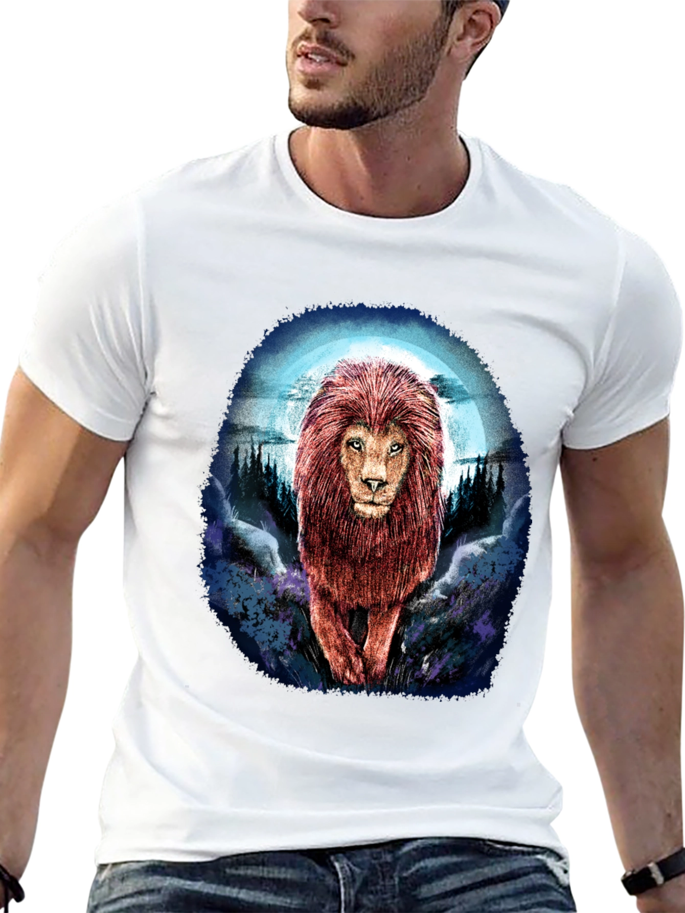 Lion Graphic Tee - Bold Animal Print T-Shirt