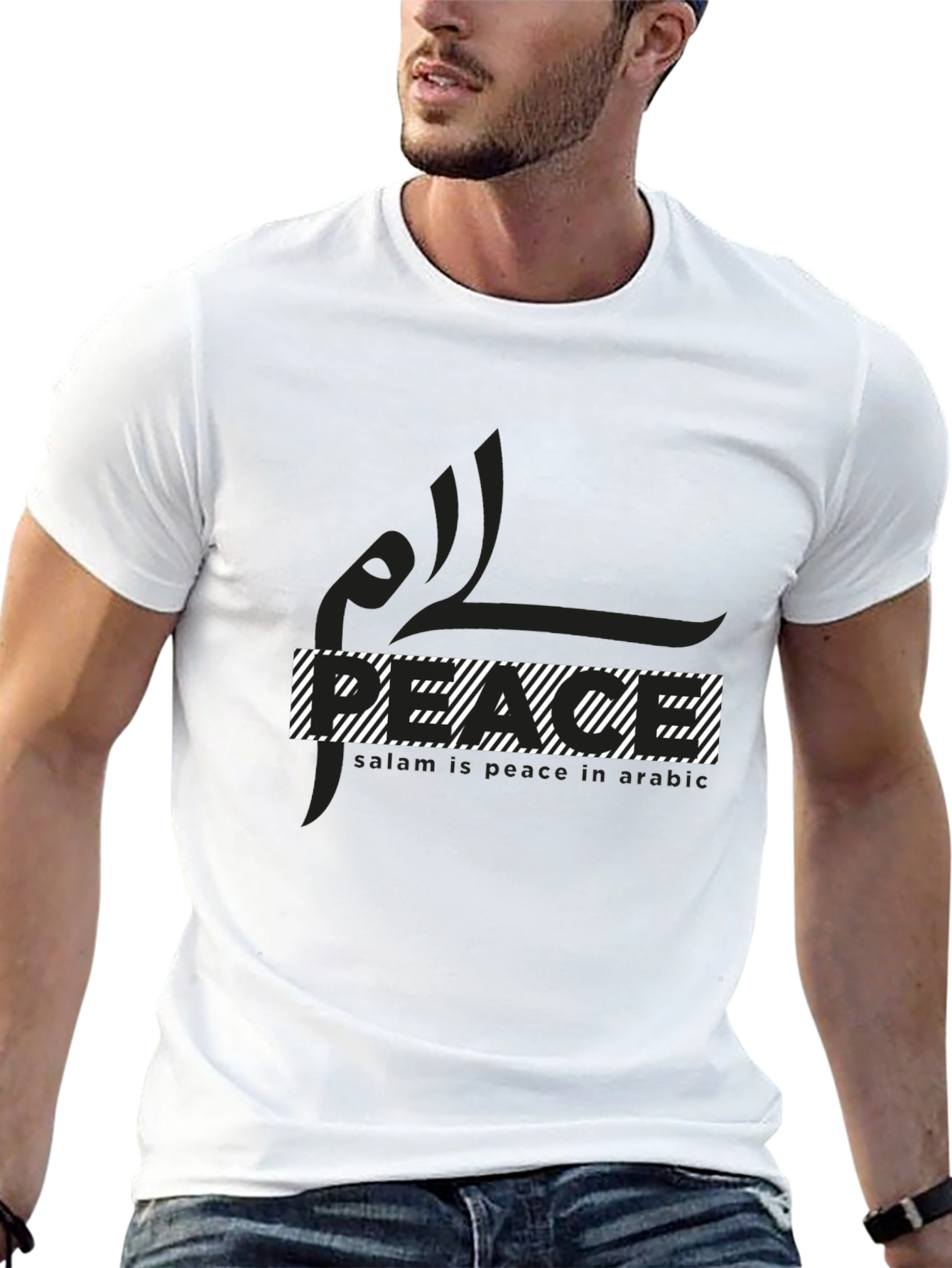 Peace Graphic T-Shirt - Black Cotton Blend