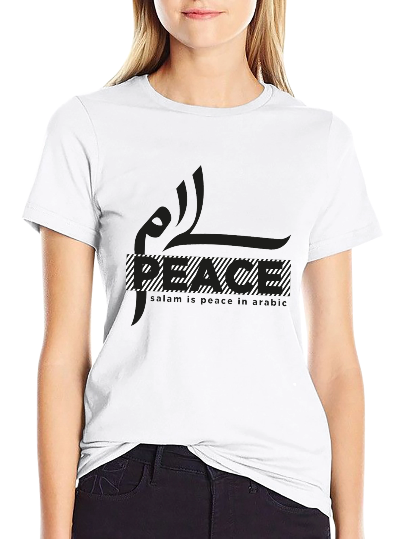 Peace Graphic T-Shirt - Black Cotton Blend