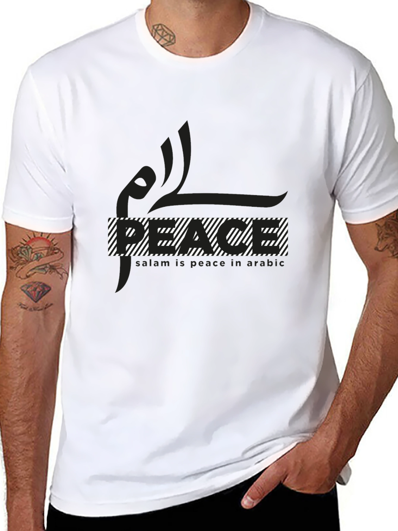 Peace Graphic T-Shirt - Black Cotton Blend