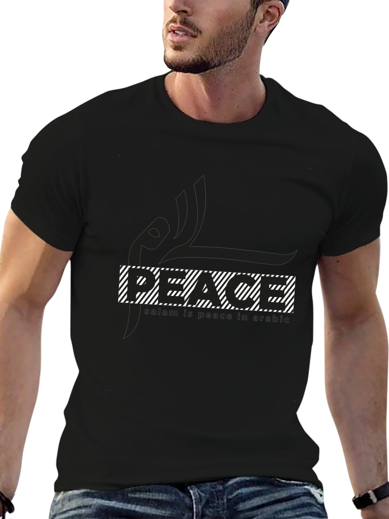Peace Graphic T-Shirt - Black Cotton Blend