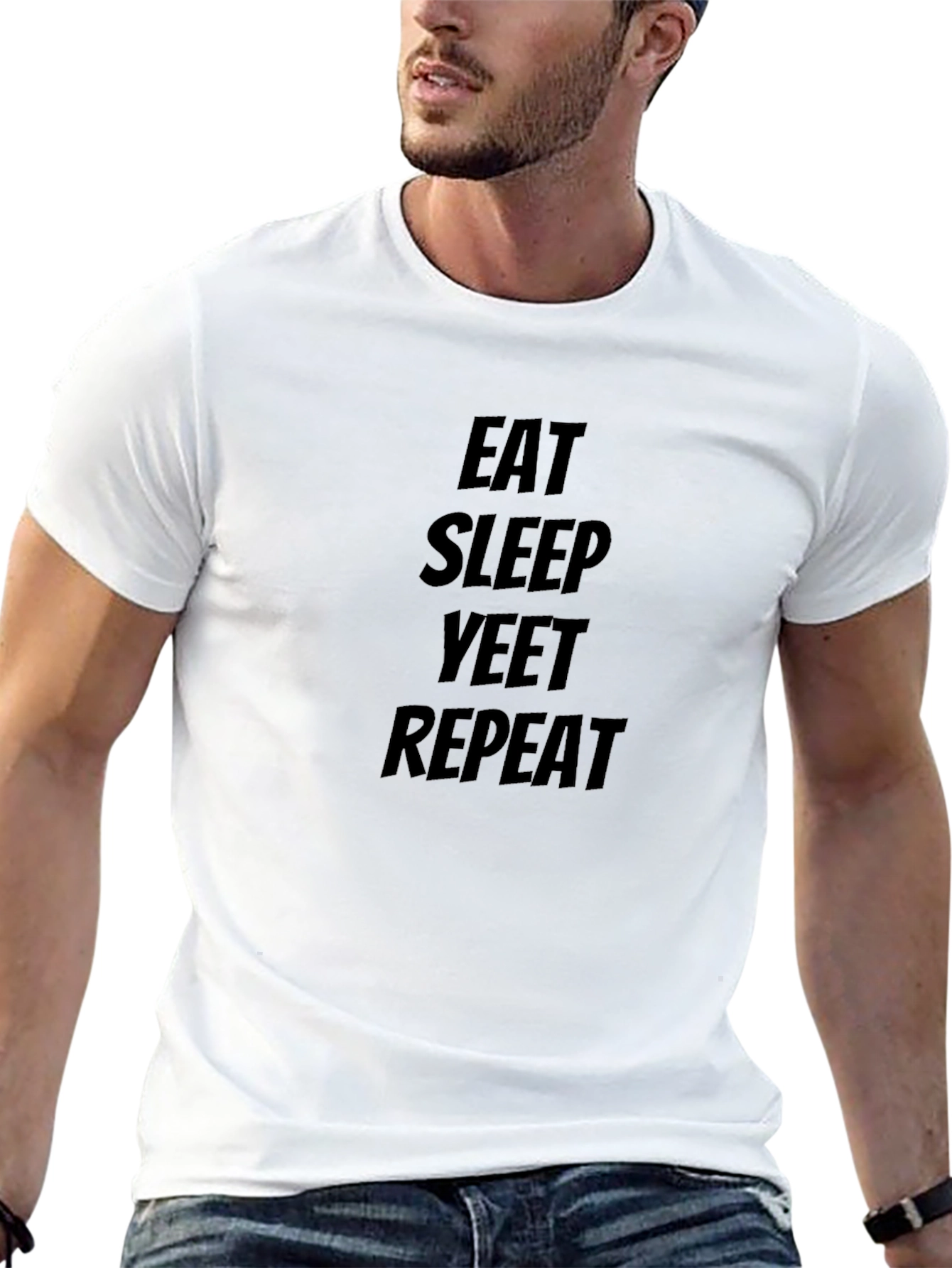 Eat Sleep Yeet Repeat Graphic Tee - Black