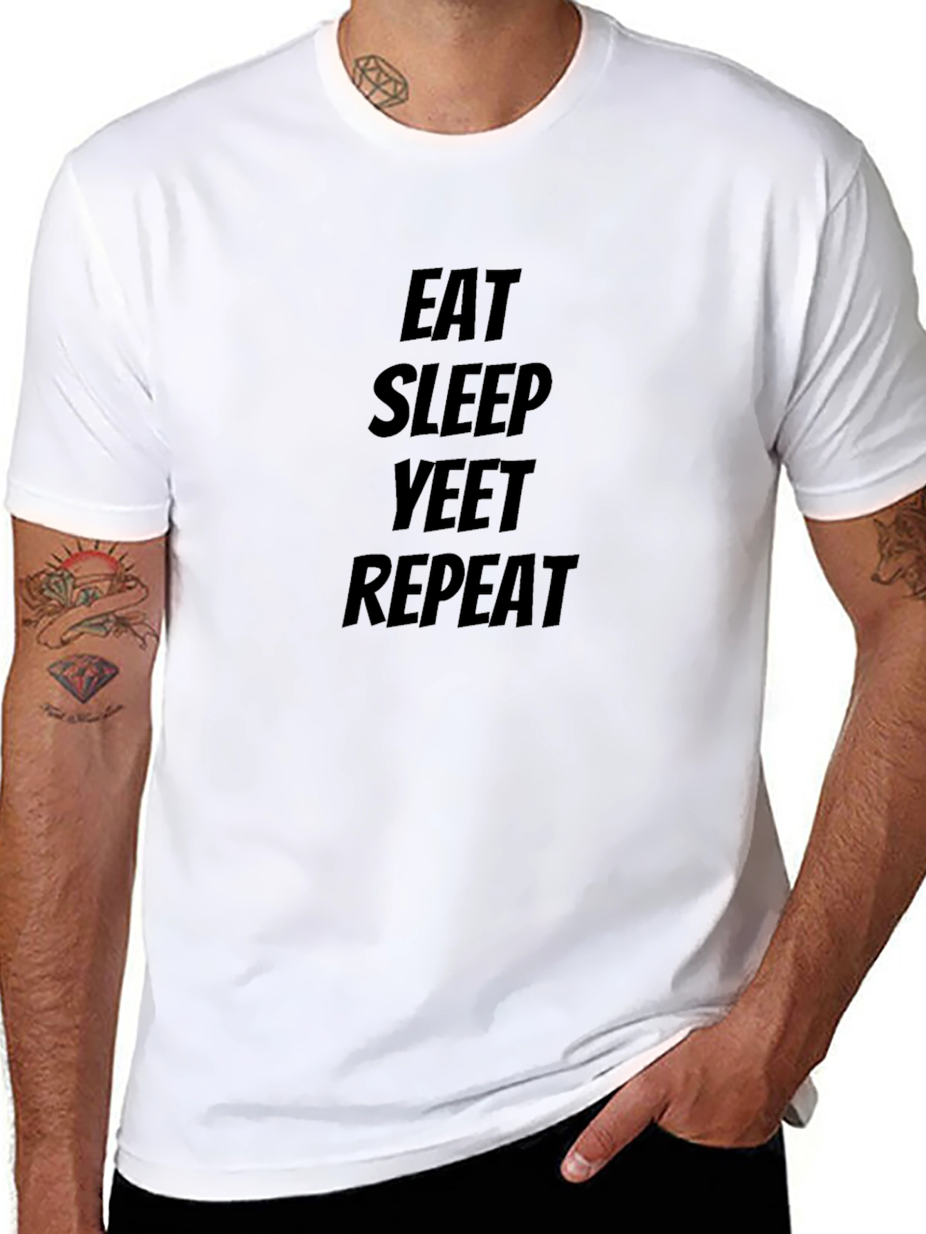 Eat Sleep Yeet Repeat Graphic Tee - Black