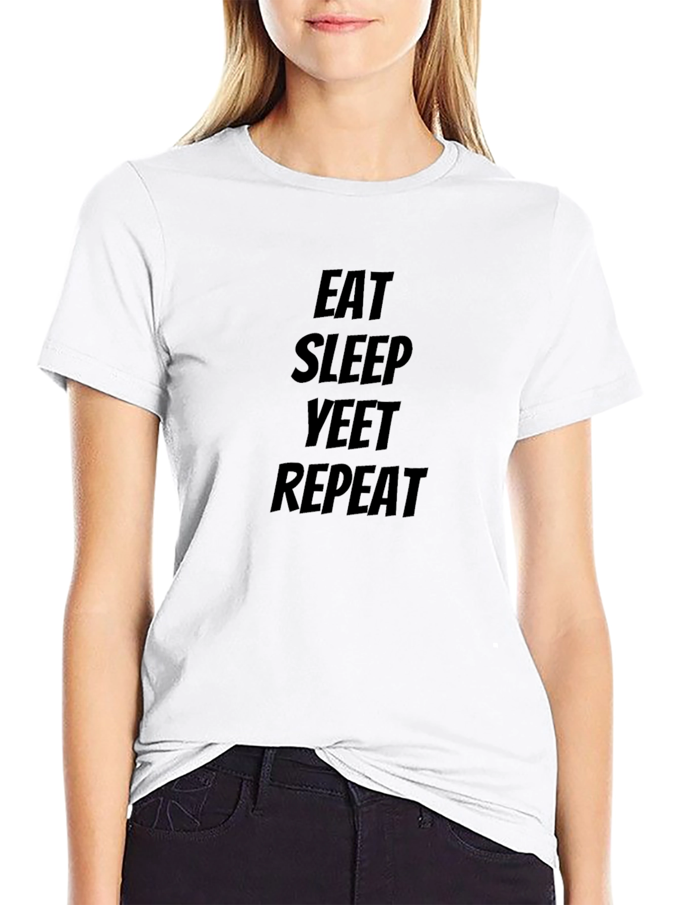 Eat Sleep Yeet Repeat Graphic Tee - Black