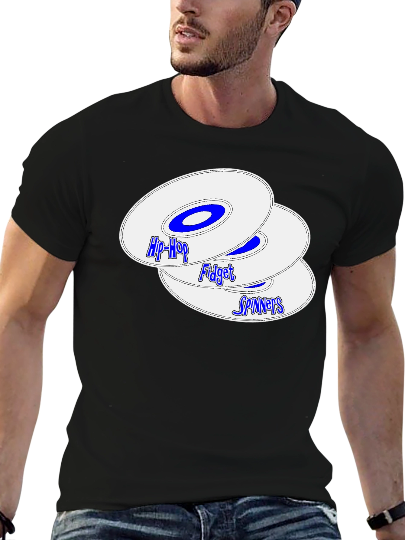 Hip-Hop Fidget Spinners Black T-Shirt