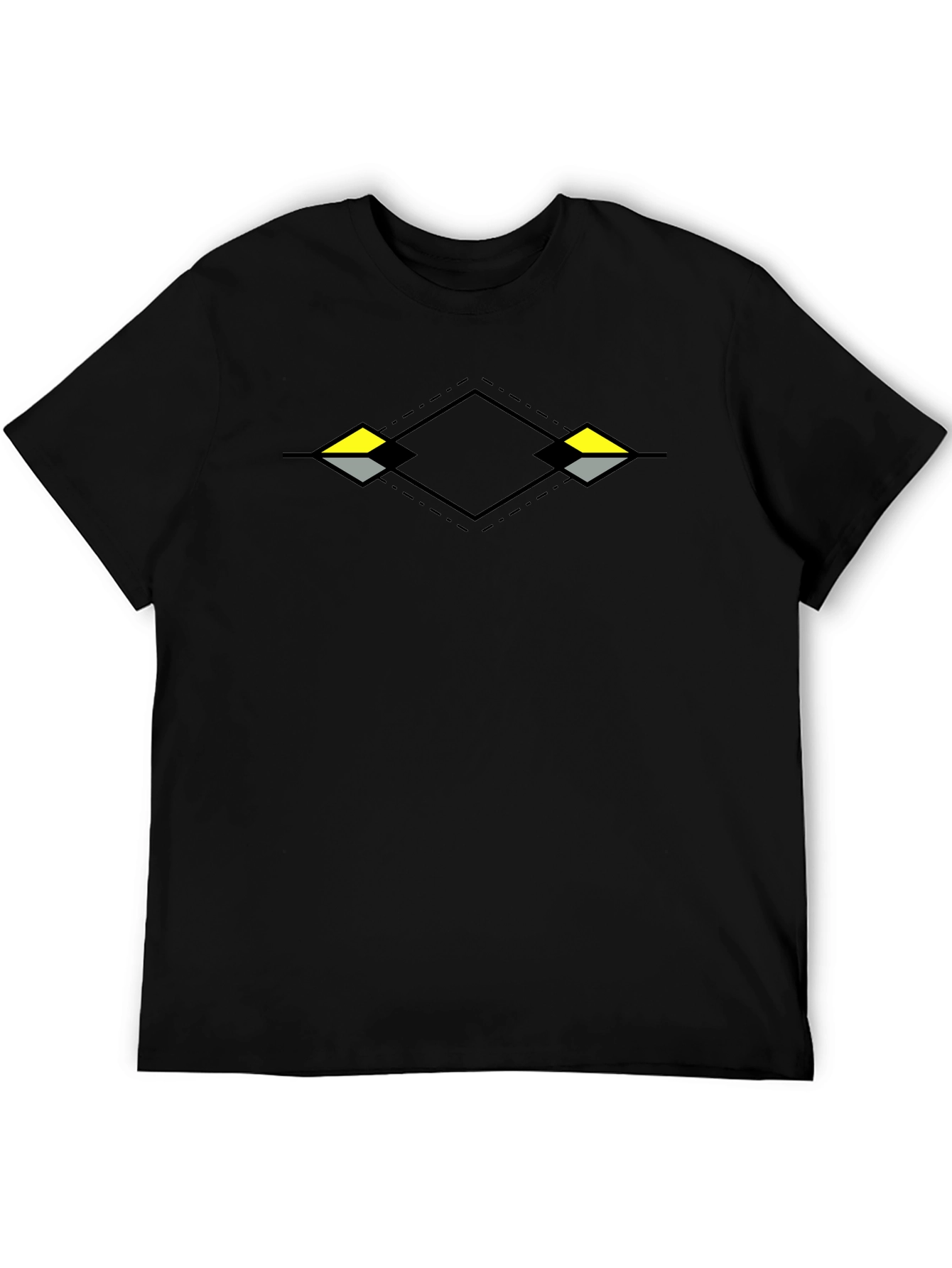 Geometric Diamond Graphic Black T-Shirt