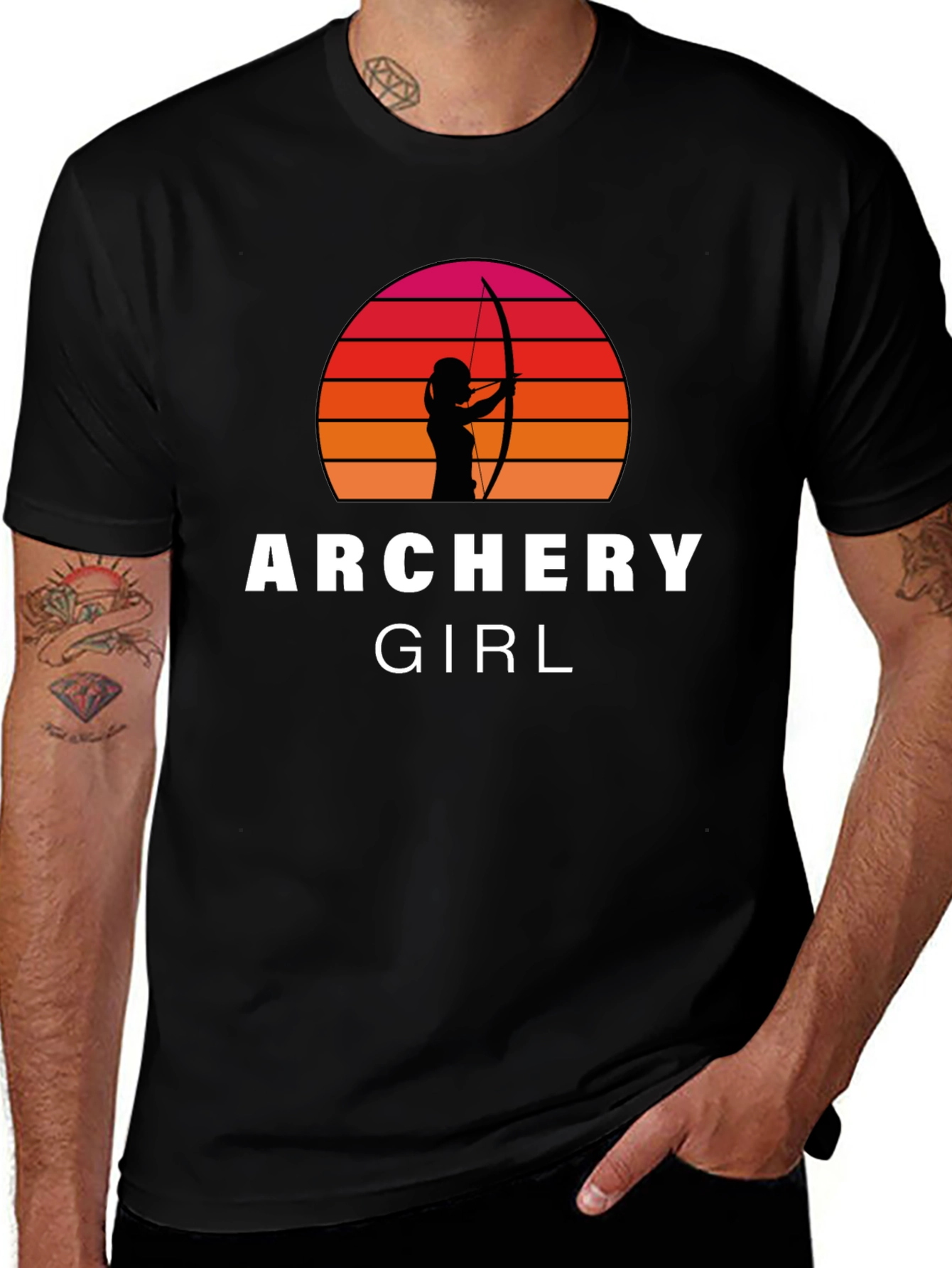 Archery Girl T-Shirt - Retro Sunset Archer Tee