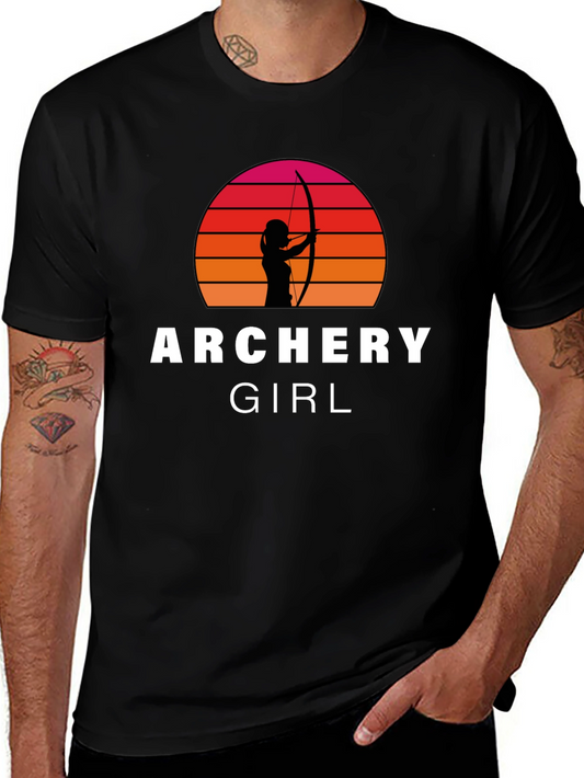 Archery Girl T-Shirt - Retro Sunset Archer Tee